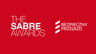 Graphics, SABER AWARDS logo and logotype of the Bezpieczny Przejazd campaign